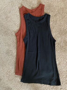 Women’s Ribbed Tank Top - Black & Rust